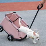 Pink Foldable Pet Travel Wagon for Small Dogs