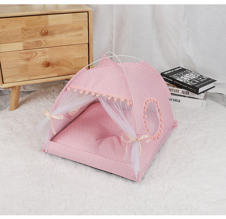 Pink Floral Portable Folding Pet Tent