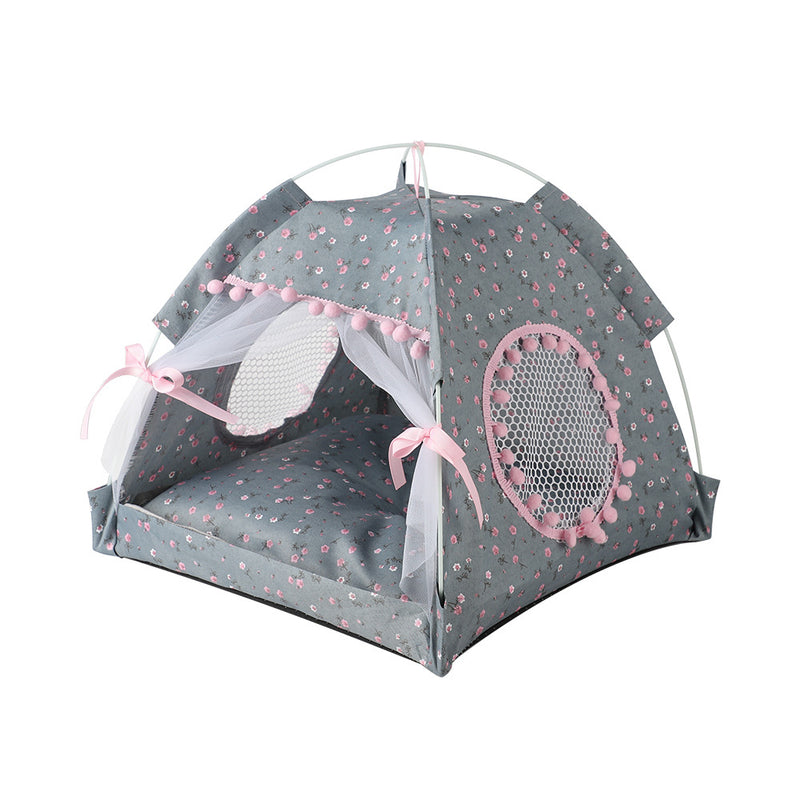 Grey floral Portable Folding Pet Tent