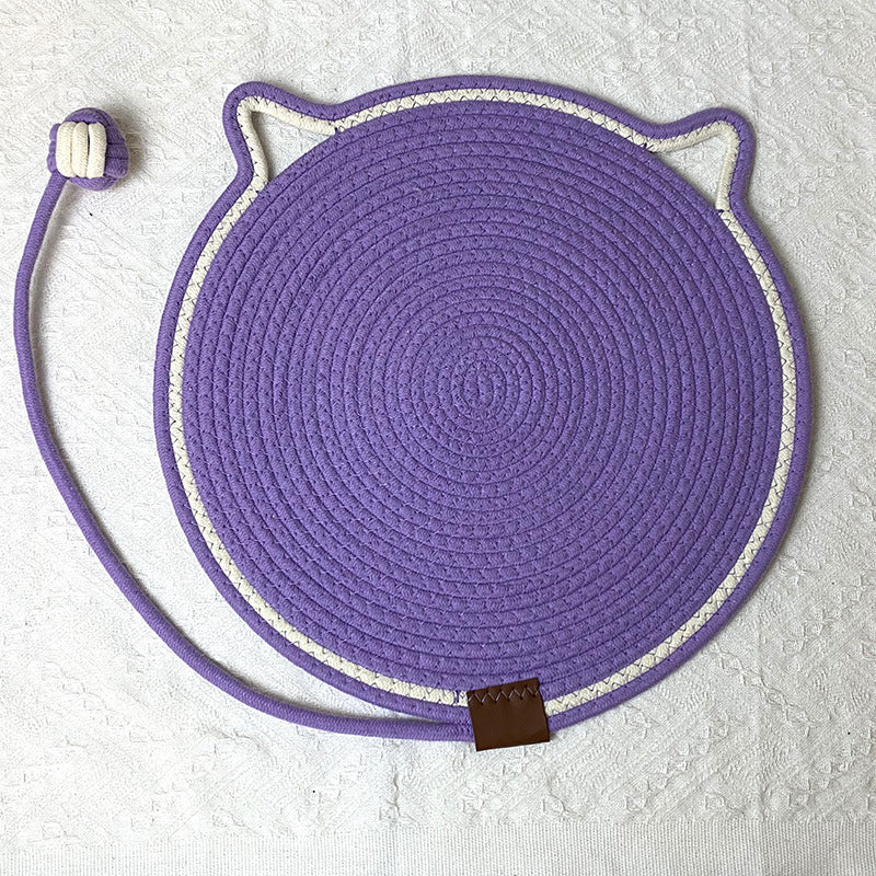 3 Pcs Purple Durable Cat Scratching Mat with Attached Toy Ball
