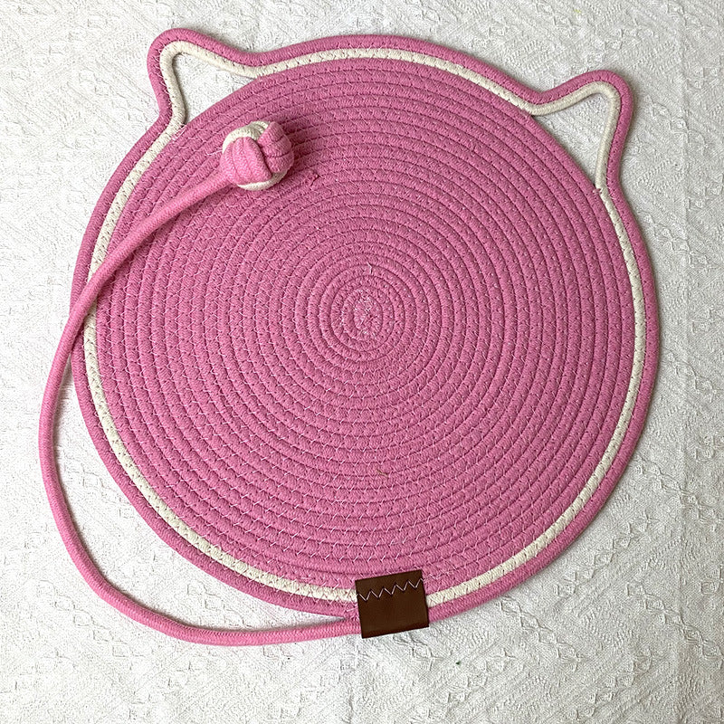 3 Pcs Pink Durable Cat Scratching Mat with Attached Toy Ball