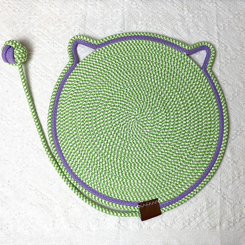 3 Pcs Green Durable Cat Scratching Mat with Attached Toy Ball