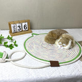 3 Pcs White and Green Durable Cat Scratching Mat with Attached Toy Ball