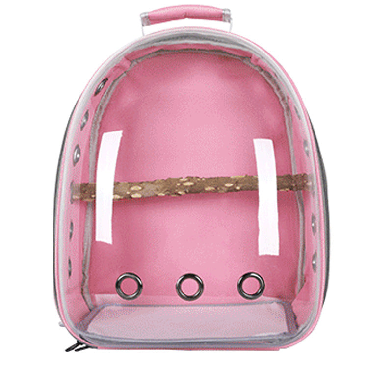 Pink Pet Carrier Backpack - Large Capacity for Birds & Cats