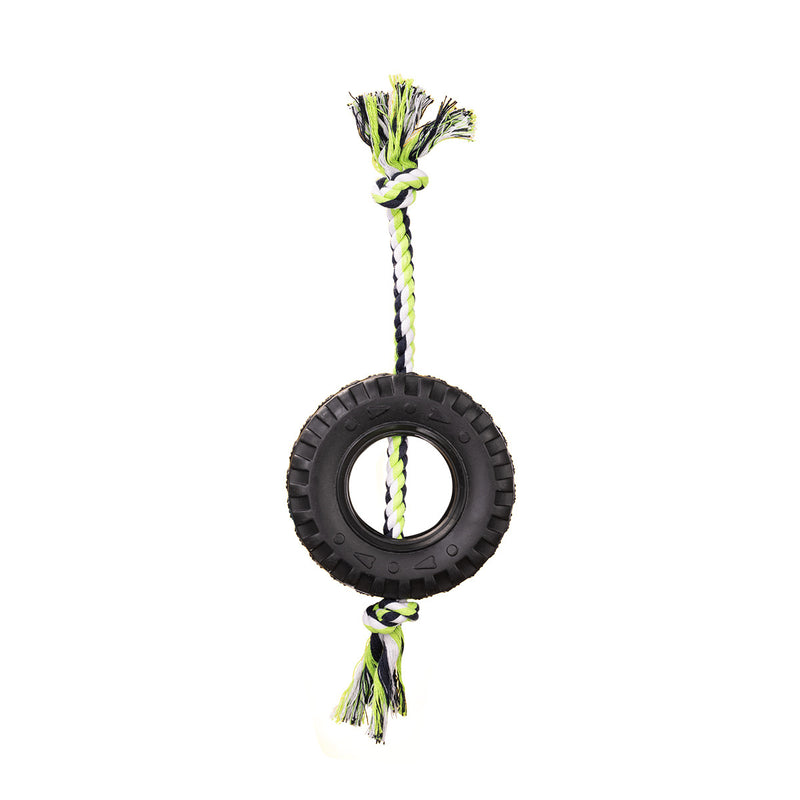 Green Interactive Tire Rope Dog Toy