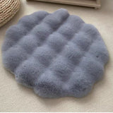 Grey Plush Round Cat Mat