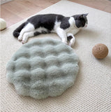 Matcha colour Plush Round Cat Mat
