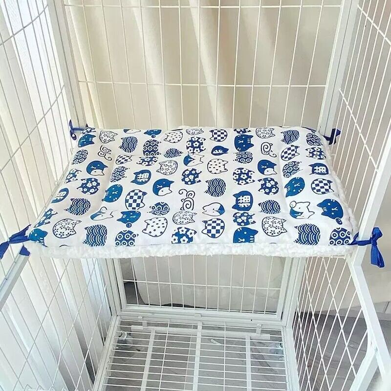 Cat Cage Platform Mat - Blue cat pattern (40x60cm)