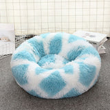 Blue-white Cozy Round Pet Bed