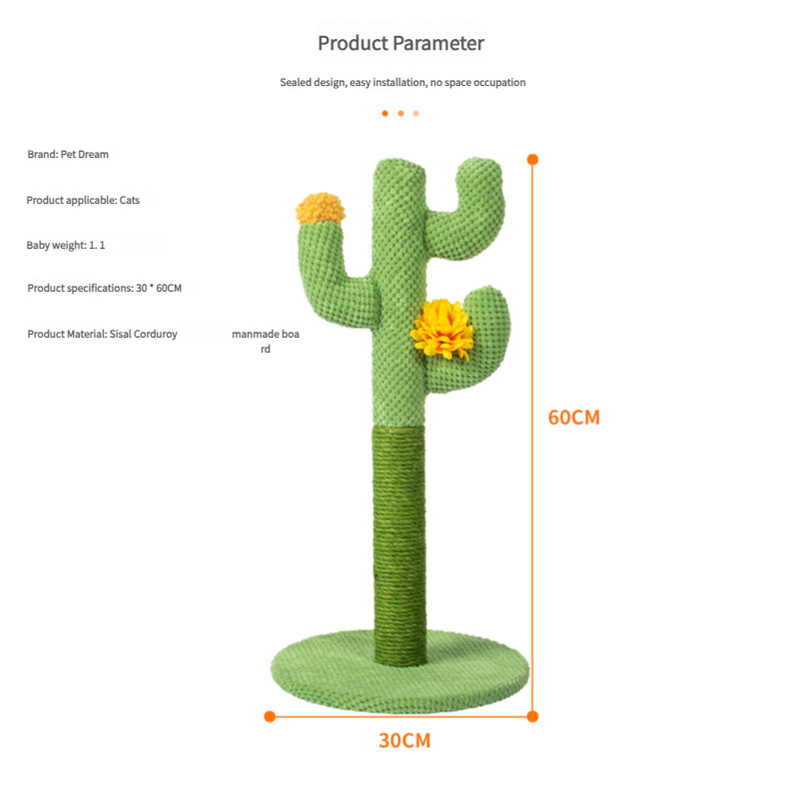 Cactus-Shaped Cat Scratching Post - Green