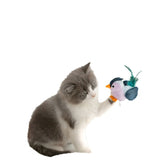 Interactive Plush Lifelike Chirping Bird Cat Toy - Blue Gray