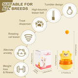 Yellow 3-in-1 Interactive Cat Toy - Tumbler, Treat Dispenser, Track & Teaser Ball