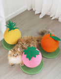 Pink Strawberry And Green Base Fun Fruit Shaped Sisal Cat Scratcher Ball