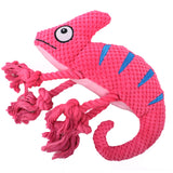 2 Pcs Pink Interactive Plush Chameleon Dog Toy with Squeaker & Rope Legs