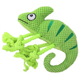 2 Pcs Green Interactive Plush Chameleon Dog Toy with Squeaker & Rope Legs