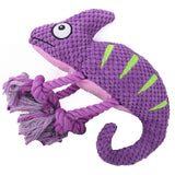 2 Pcs Purple Interactive Plush Chameleon Dog Toy with Squeaker & Rope Legs
