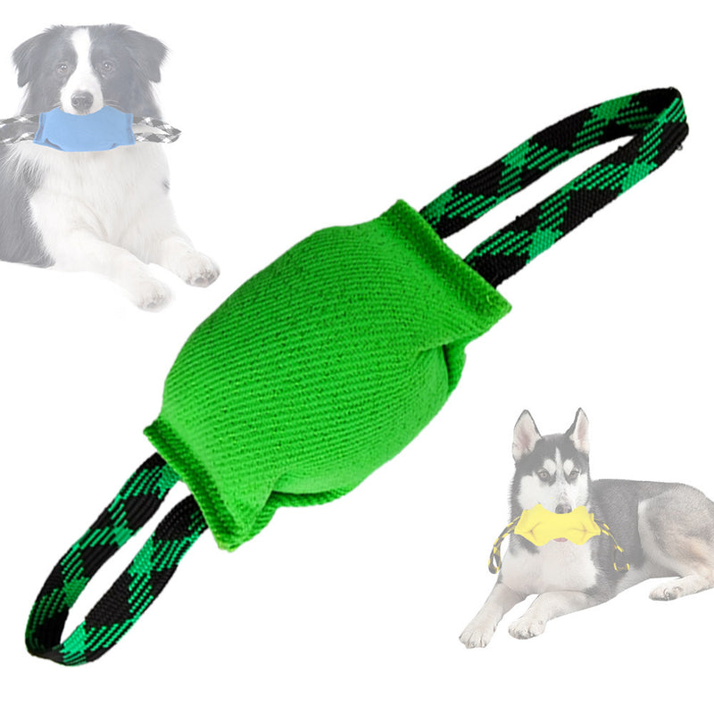 Green Durable Dog Tug Toy - Interactive Bite Pillow