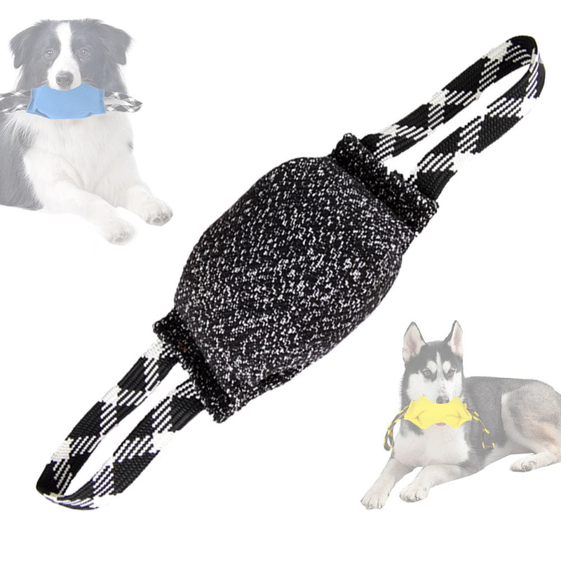 Black Durable Dog Tug Toy - Interactive Bite Pillow