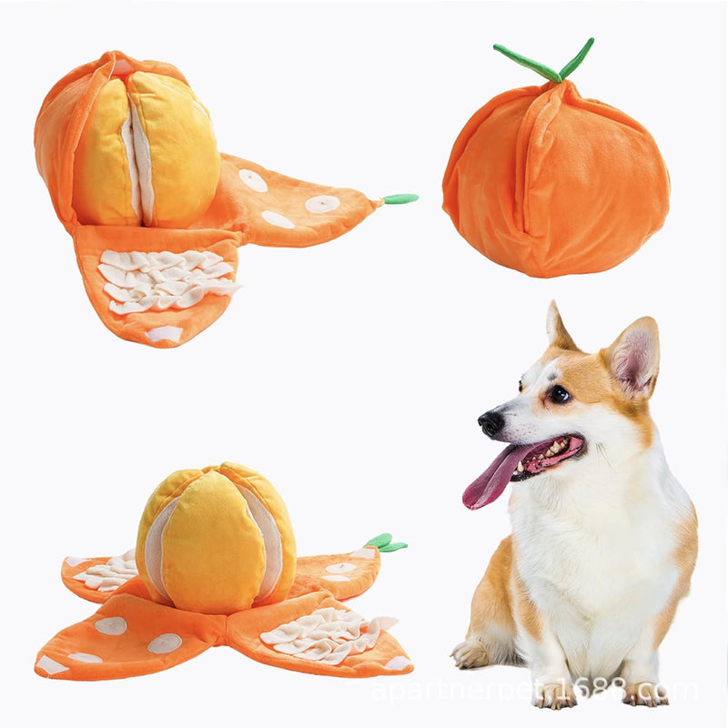 Plush Orange Squeaky Fruit Chew Toy for Small Dogs & Puppies