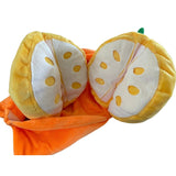 Plush Orange Squeaky Fruit Chew Toy for Small Dogs & Puppies
