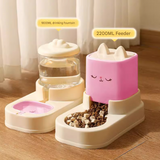 Pink Automatic Pet Feeder and Water Dispenser Set