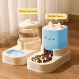 Blue Automatic Pet Feeder and Water Dispenser Set
