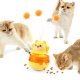 2-Piece Yellow Interactive Cat Tumbler Toy - 3-in-1 Treat Dispensing Puzzle Feeder
