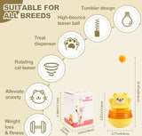 2-Piece Yellow Interactive Cat Tumbler Toy - 3-in-1 Treat Dispensing Puzzle Feeder