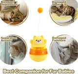 2-Piece Yellow Interactive Cat Tumbler Toy - 3-in-1 Treat Dispensing Puzzle Feeder