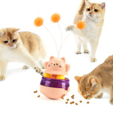 2-Piece Pink Interactive Cat Tumbler Toy - 3-in-1 Treat Dispensing Puzzle Feeder