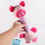 2-Piece Pink Long Neck Plush Dog Interactive Chew Toy