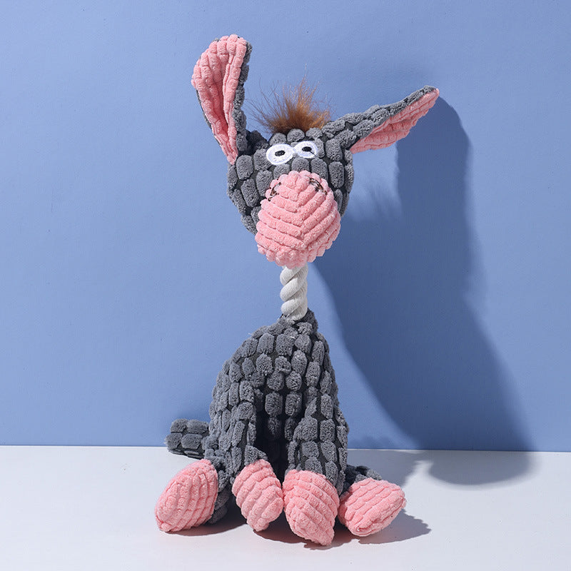 Grey donkey Cuddly Squeaky Dog Chew Toy