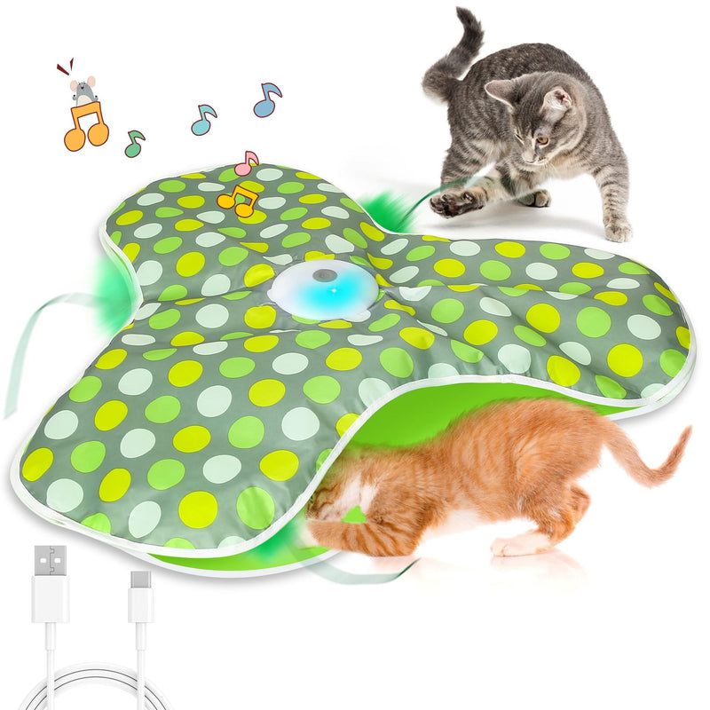 Interactive Cat Toys Rechargeable Hide and Seek Play Mat Green