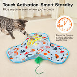 Blue Interactive Cat Toys Rechargeable, Moving Concealed Feathers, Real Mouse Squeaky, Touch Activated Cat Kitten Toy