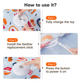 Blue Interactive Cat Toys Rechargeable, Moving Concealed Feathers, Real Mouse Squeaky, Touch Activated Cat Kitten Toy