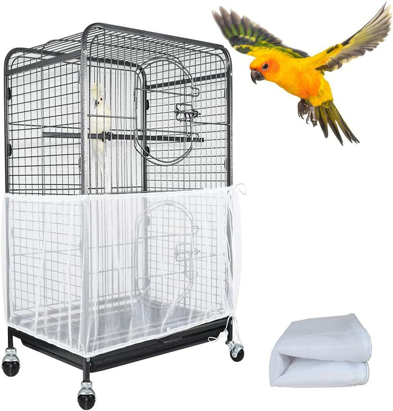 M White Large Bird Cage Seed Catcher Net Cover
