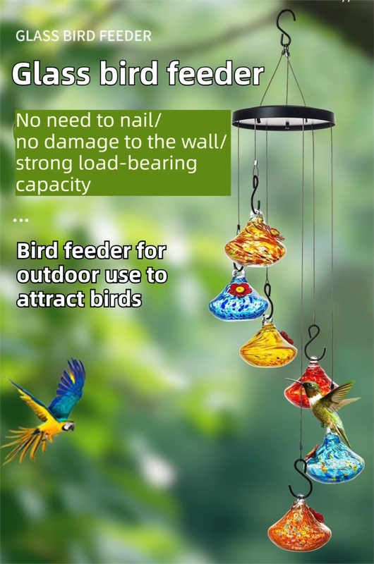 Outdoor Hand-Blown Glass Bird Feeder