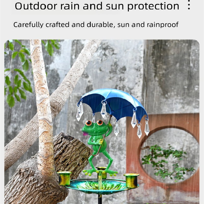 Decorative Metal Frog Bird Feeder