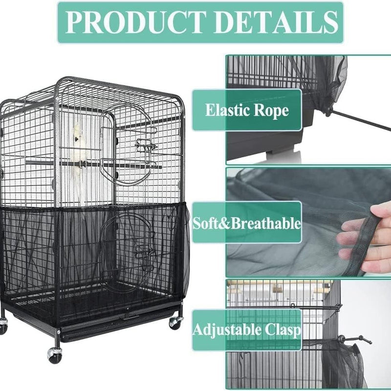 XL Black Star Large Bird Cage Seed Catcher Net Cover