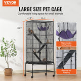 VEVOR 69" 4-Tier Metal Rolling Ferret Cage with Tray 3 Ramps