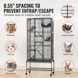 VEVOR 69" 4-Tier Metal Rolling Ferret Cage with Tray 3 Ramps