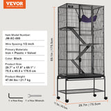 VEVOR 69" 4-Tier Metal Rolling Ferret Cage with Tray 3 Ramps