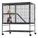 VEVOR 39" 2-Tier Metal Rolling Ferret Cage with Tray and Ramp