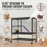 VEVOR 39" 2-Tier Metal Rolling Ferret Cage with Tray and Ramp
