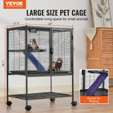 VEVOR 34" 2-Tier Metal Rolling Ferret Cage with Tray and Ramp