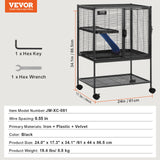 VEVOR 34" 2-Tier Metal Rolling Ferret Cage with Tray and Ramp
