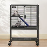 VEVOR 34" 2-Tier Metal Rolling Ferret Cage with Tray and Ramp